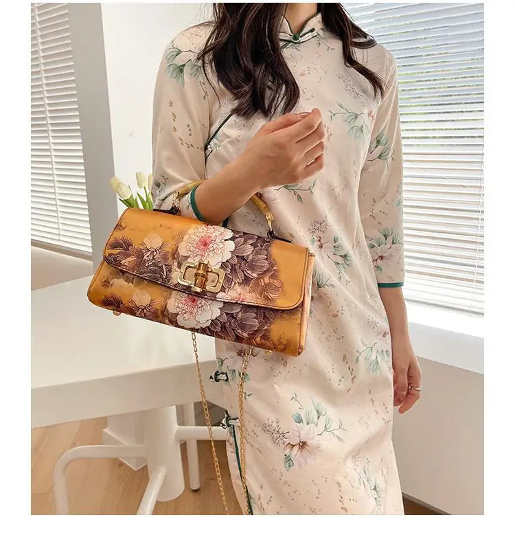 Vintage Bamboo Top Handle Bag Classic Mother Chic Lady Bags Women Shoulder Crossbody Bag Chain Bags Women's Handbags Purses