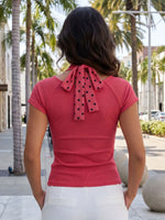 2026 Summer Women T-shirt Dot Print Short Sleeve Square Neck Halter Corset Tops Daily Casual Going Out Shirts Streetwear