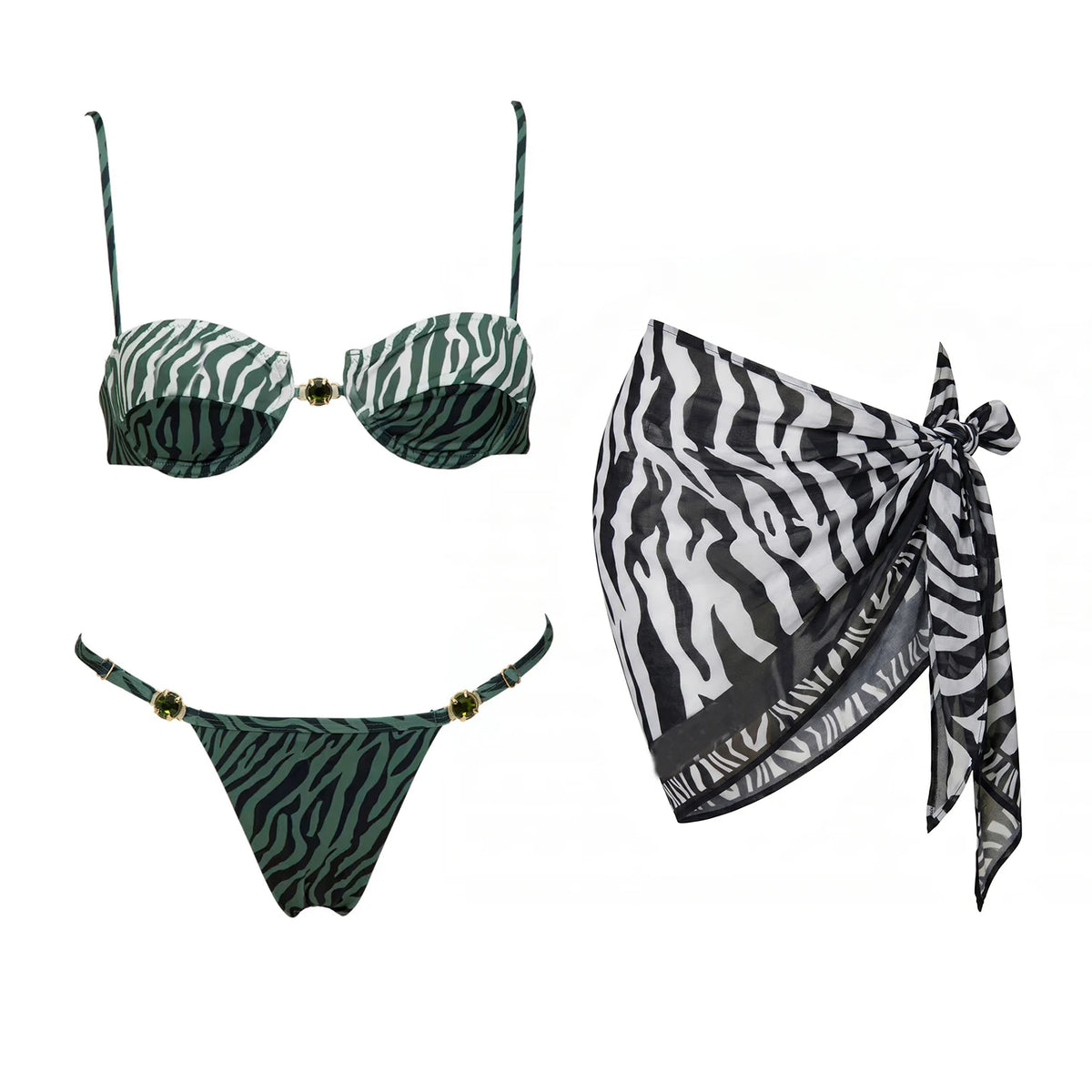 Floral 3Pcs Bikinis Sexy Women Swimsuits Female Push Up Swimwear Micro Bikini Set Bathingsuit Swim Suit Beachwear Print Biquini
