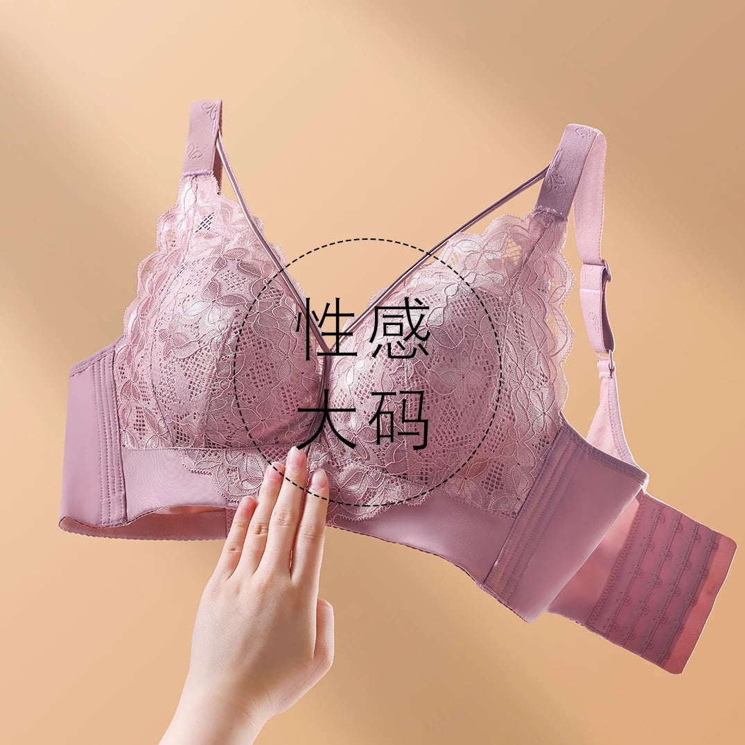 Coverage Lace Bras Plus Size Push Up Bra Sexy Lingerie Women FullWireless Brassiere C D E Cup Push Up Bras for women Bra 52CDE