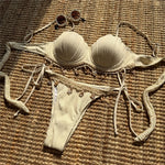New Shell Scalloped Ribbed Underwired Bikini Female Swimsuit Women Swimwear Two-Pieces Bikini Set Bather Bathing Suit Swim V6498