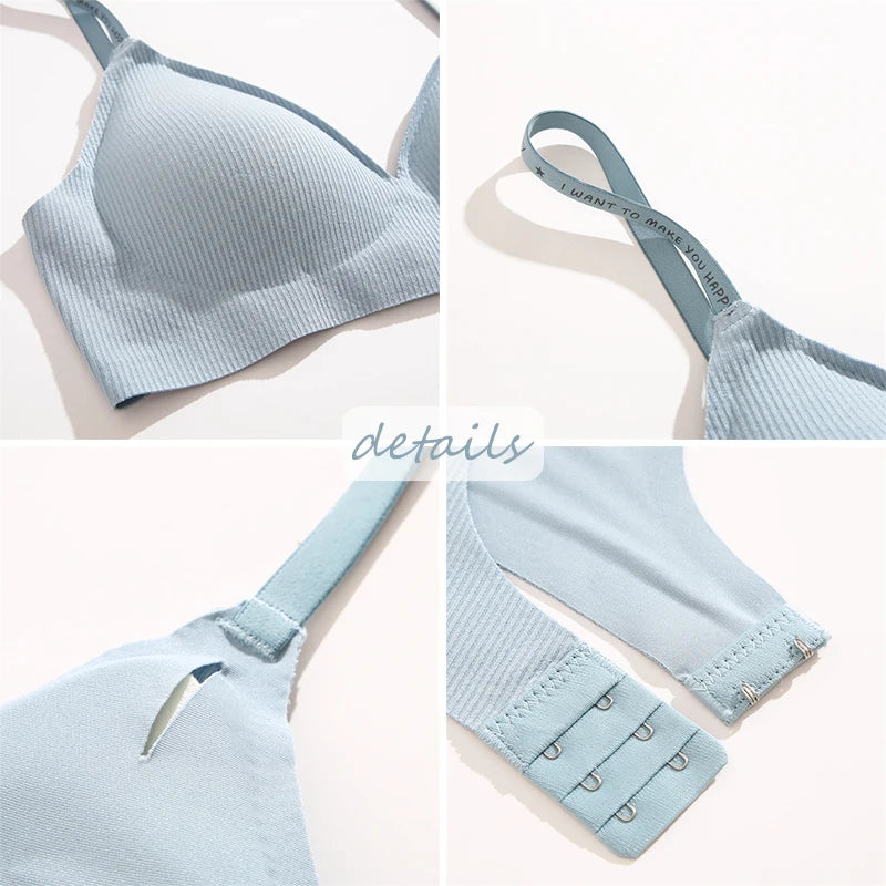 Deep V Knitting Bra Women Wireless Bras Sexy Padded Bralette Ladies Comfortable Brassiere Female Soft Underwear 6 Colors 2023