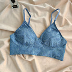 Fashion Women Underwear Cowboy Vest Seamless Simple Bra Deep V Wireless Comfort Brassiere Classic Sling Lingerie Outer Wear