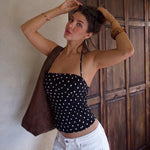FDYOUI Sexy Halter Neck Polka Dot Tank Tops 2026 Women Lace-up Backless Slim Corset Camisoles Ladies Summer Crop Top Streetwear
