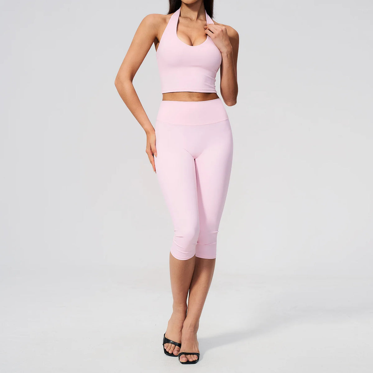 Yoga Capri Pants Set 2PCS Yoga Suit Sports Set Women Clothes Gym Set Women Tracksuit Running Workout Athletic Wear Yoga Clothing