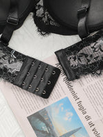 Women's Sexy Oversized Lingerie With Half Cup Pull Up And Anti Sagging Black Lace Design Suitable For Plump Women 90D-110D B2439