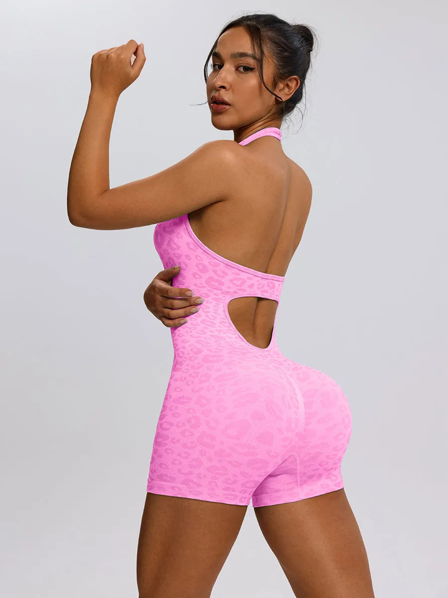 Trendy Sexy Leopard Women Jumpsuits Sport Yoga Clothes Rompers Sportswear Woman Gym Combi-pants Fitness Overalls Shorts Bodysuit