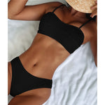 New Sexy Wrinkled Mid Waist PaddedBikini Women Swimwear Female Swimsuit Two-Pieces Bikini Set Bather Bathing Suit Swim V3163