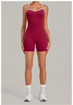 Women's Seamless Yoga Jumpsuits Fitness Sports Gym Hip-lifting Sleeveless One-piece Backless Workout Training Shorts Jumpsuit