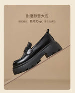 2026 Thick-Soled Waterproof British-Style Women's Loafers - Winter Retro Slip-On Height-Boosting Shoes, Simple & Lightweight