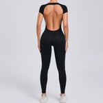 One-piece Yoga Padded Backless Suit Female Rompers Quick Dry Yoga Clothing Workout Bodysuits Scrunch Sports Jumpsuit Women