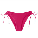 Women Summer Side Drawstring Bikini Bottom Low Waist Triangle Cut Swimwear Solid Color Swimming Trunk Bandage Basic Bikini Tanga