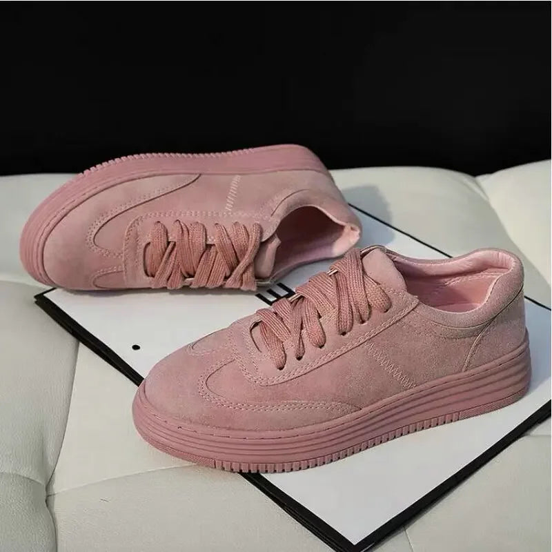 sneakersWomen casual low top leather shoes lightweight white Pink Shoes Breathable Creepers Platform flats Shoes2020