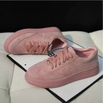 sneakersWomen casual low top leather shoes lightweight white Pink Shoes Breathable Creepers Platform flats Shoes2020