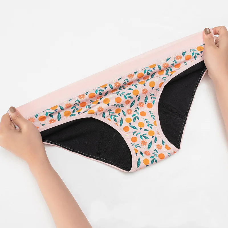 Fruit Print Menstrual Panties Physiological Leakproof Women's Underpants 4-Layer Antibacterial Leak-Proof Female Underpants