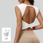 STOUREG Women's Sleeveless Twist Knot Yoga Top with Removable Bra Pads Hollow Out Breathable Sports Fitness Vest