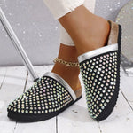 Summer Shoes for Women Slippers Luxury Rhinestone Rivets Casual Sandals Mesh Slip-on Loafers