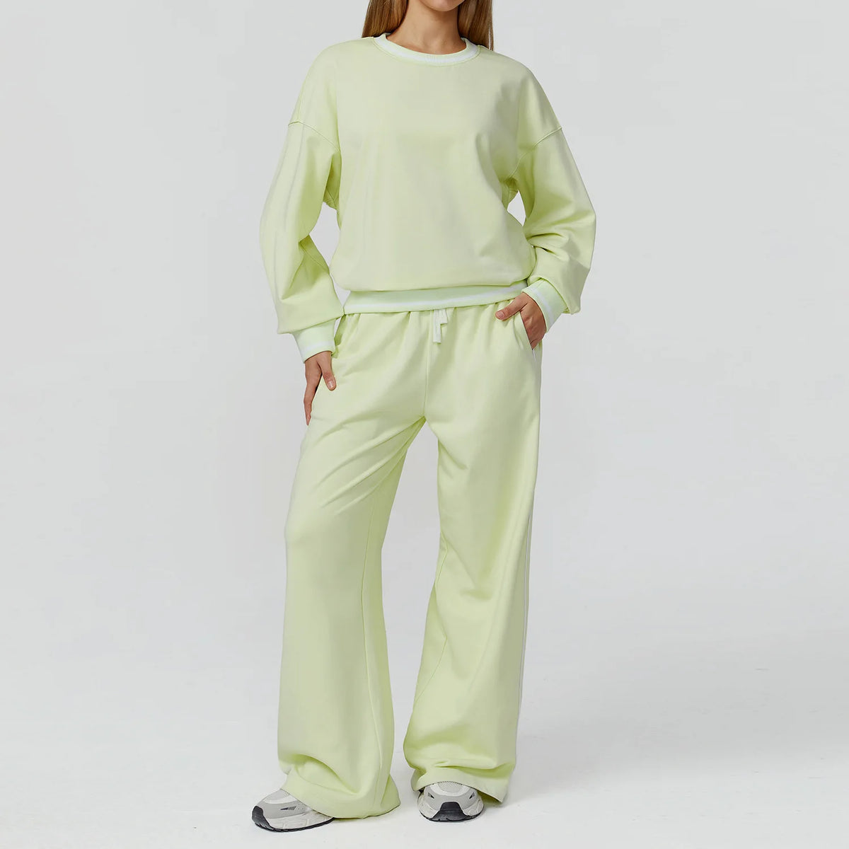Women's Seamless Yoga Set Long-sleeved Top Pants Tracksuit Running Fitness Sports Set High Waist Slim-fitting Suit