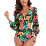 TW Sexy High Waist One Piece Swimsuit Women V Neck 2024 Long Sleeve Bathing Suit Brazilian Swimwear Monokini Summer Beachwear