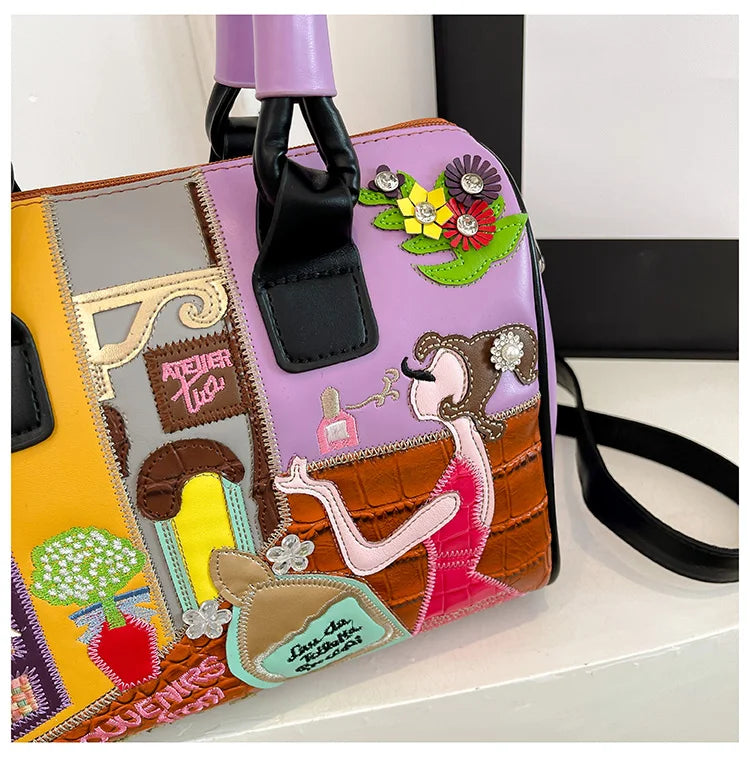 PU New Personality Stylish Shoulder Bags Design Patchwork Zipper 2025 Hot Sale Women's Bags Retro High Quality Women's Bags