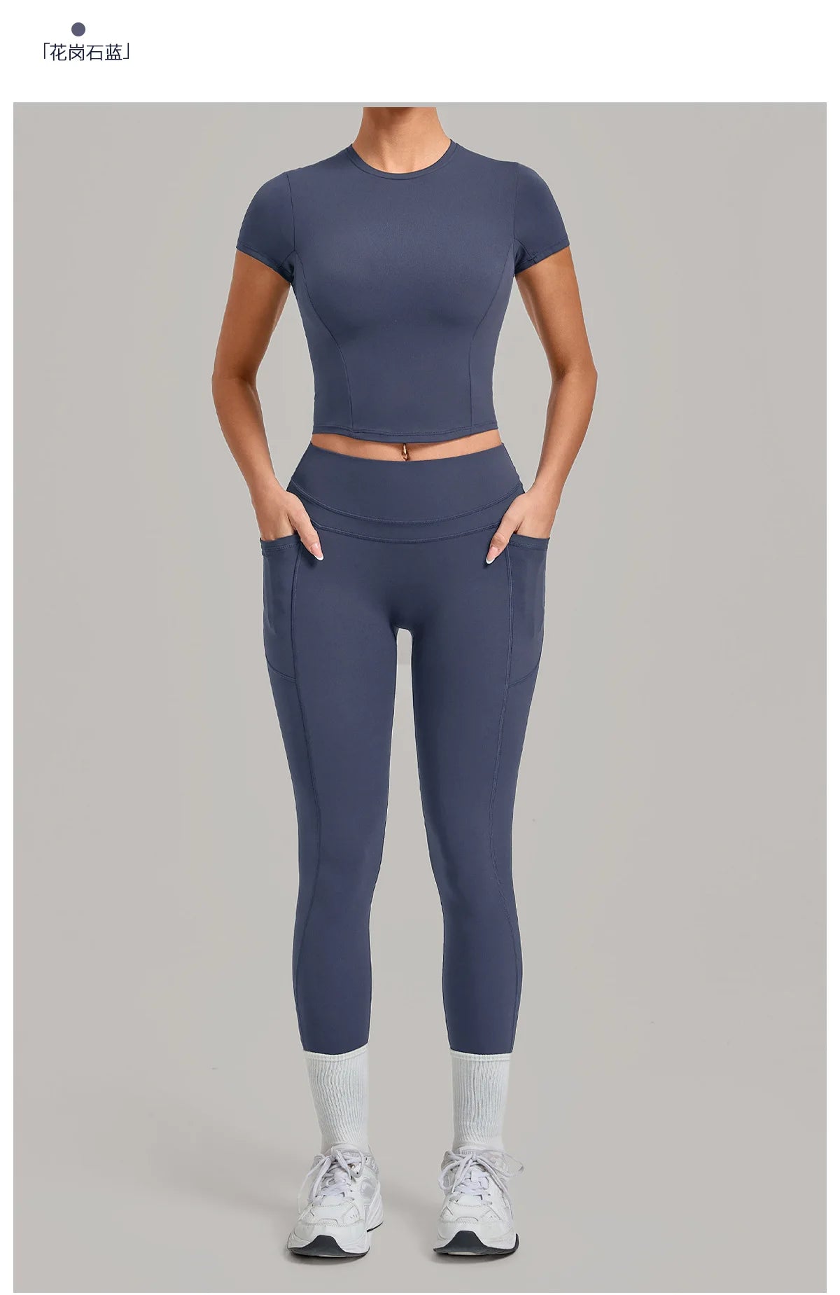 Women Tracksuit Yoga Sets Short Sleeve Slim Sports T Shirts Workout Clothes Outdoor Tight High Waist Pocket Pants Fitness Suits