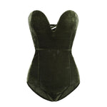hirigin Women Strapless Neck Bodysuit Sexy Back Lace Up Bodysuit VelvetShapewear Bodycon Leotard Romper Jumpsuit Hot Sale