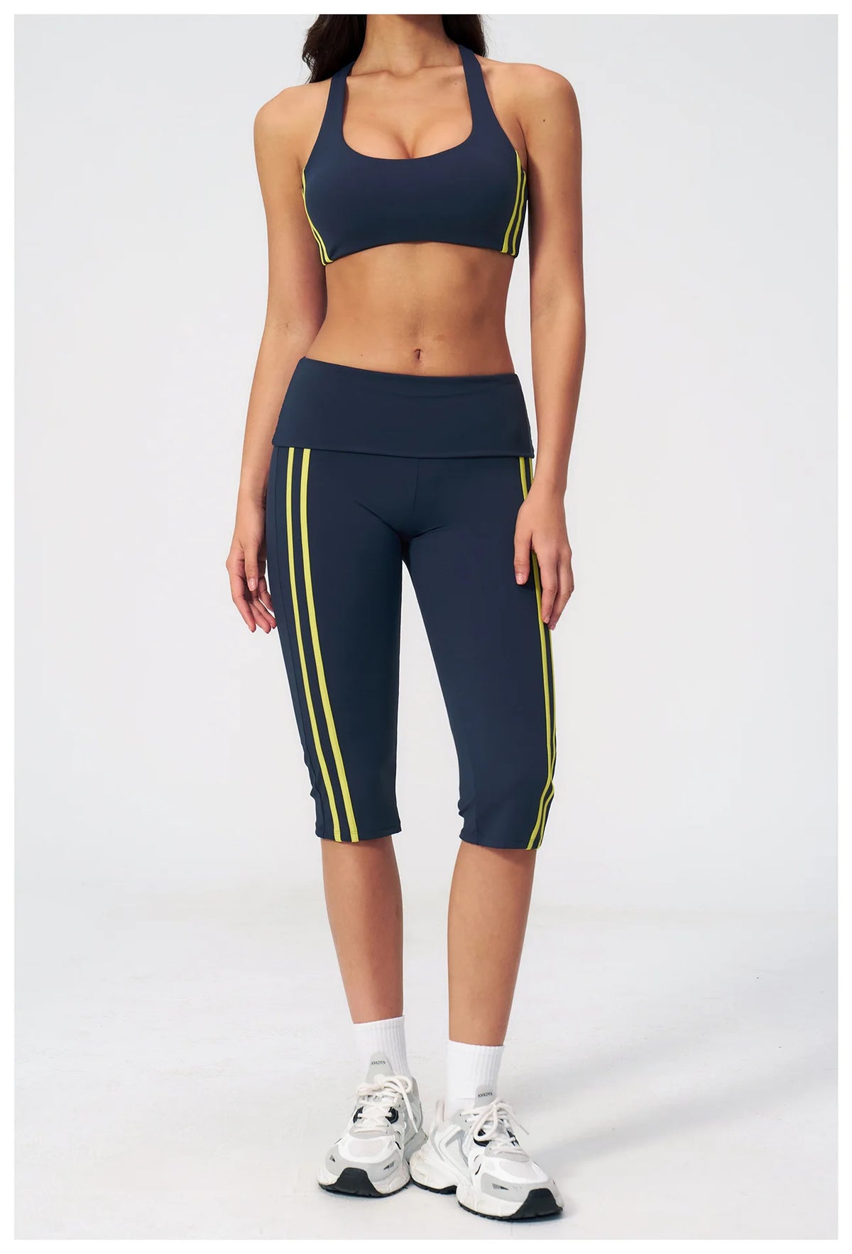 Summer Color Blocked Yoga Sets Women Slim Sports Bra High Waist Pants Fitness Suits Outwear Gym Running Push Up Workout Clothes