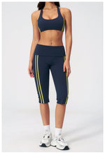 Summer Color Blocked Yoga Sets Women Slim Sports Bra High Waist Pants Fitness Suits Outwear Gym Running Push Up Workout Clothes