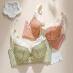Thin WireFree Underwear Women Thin Style Large Chest Show Small Bra Gathered Adjusted Breast Closure No Steel Ring Bra 80-120CDE