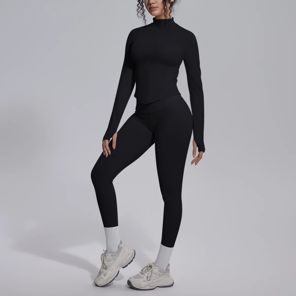 Women's Seamless Yoga Sets Sports Fitness Zipper Long-Sleeve Jacket Slim-fit Hip Lift Pants Suits Workout Training Gym Sets