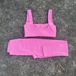 Solid Color Soft Women Gym Yoga Set Sexy Back Hollow Out Gym Bra+High Waist Sport Yoga Leggings 2pc Tight Sportwear Workout Wear