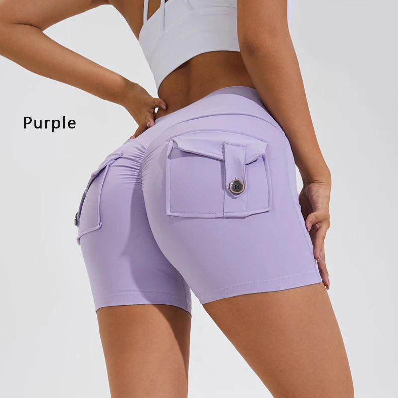 DIAS FIT JOY Tight Women's Shorts Pocket High Waist Lifting Buttocks Quick Drying Yoga Shorts
