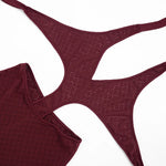 Sexy hot girl solid color see-through slim fit knitted deep V jumpsuit