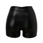 Women's Black Shiny Pu Leather Shorts Casual High Waist Form Fitting Biker Shorts Wet Look Stretchy Sexy Nightclub Party Shorts