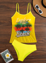 Summer Swimwear for Women Tankini Sets Swimsuit Vintage Padded Mesh Bathing Suit Print Beachwear Female Women's Swim Wear 2025