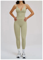 2PCS Yoga Suit Sports Set Women Fitness Quick-Drying Gym Tracksuit Running Nude Feeling Workout Outfit Sport Bra Leggings Suit
