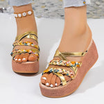 Summer High Heels Large Size Sandals For Women Strap Sloping Heel Thick Soled Roman Sandals