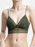 Low Back Bra for Women Deep V Low Cut Backless Bralette floral triangle wire free bralette French underwear