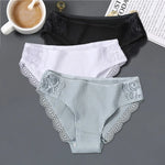 New 3Pcs/set Women's Cotton Panties M-2XL Women Patchwork Lace Underwear Sexy Low Waist Briefs Ladies Comfortable Underpants