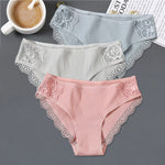 3Pcs/set Women's Cotton Panties M-2XL Women Patchwork Lace Underwear Sexy Low Waist Briefs Ladies Comfortable Underpants 2022