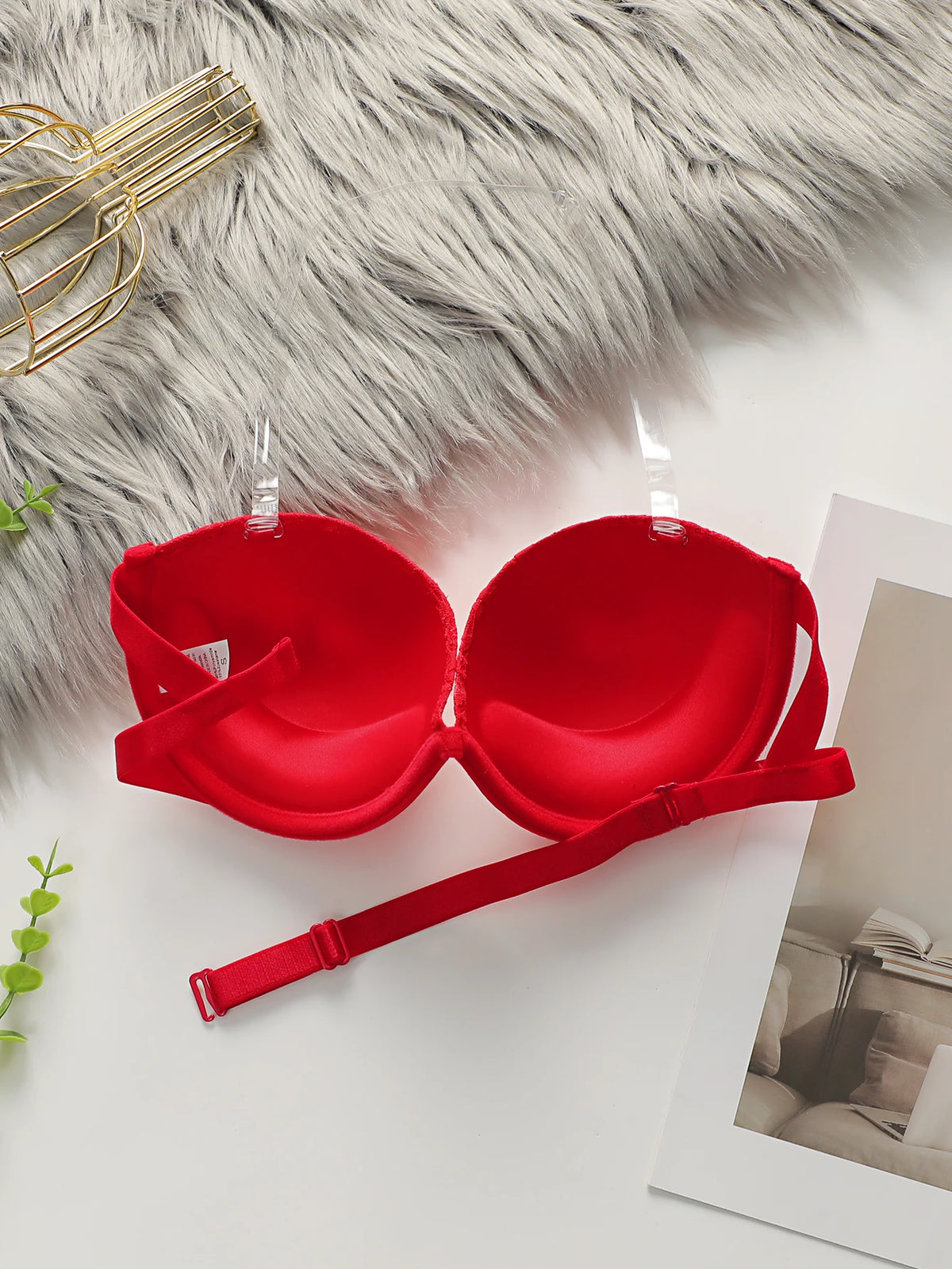 Women's sexy lingerie shoulder strap anti slip transparent dual-use bra with steel ring gathering push up bra A2150
