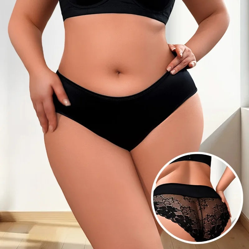 1pcs Plus Size Sexy Women Panties 1XL-4XL Patchwork Floral Female Underpants Lingerie Breathable Comfort Lady Briefs Underwear