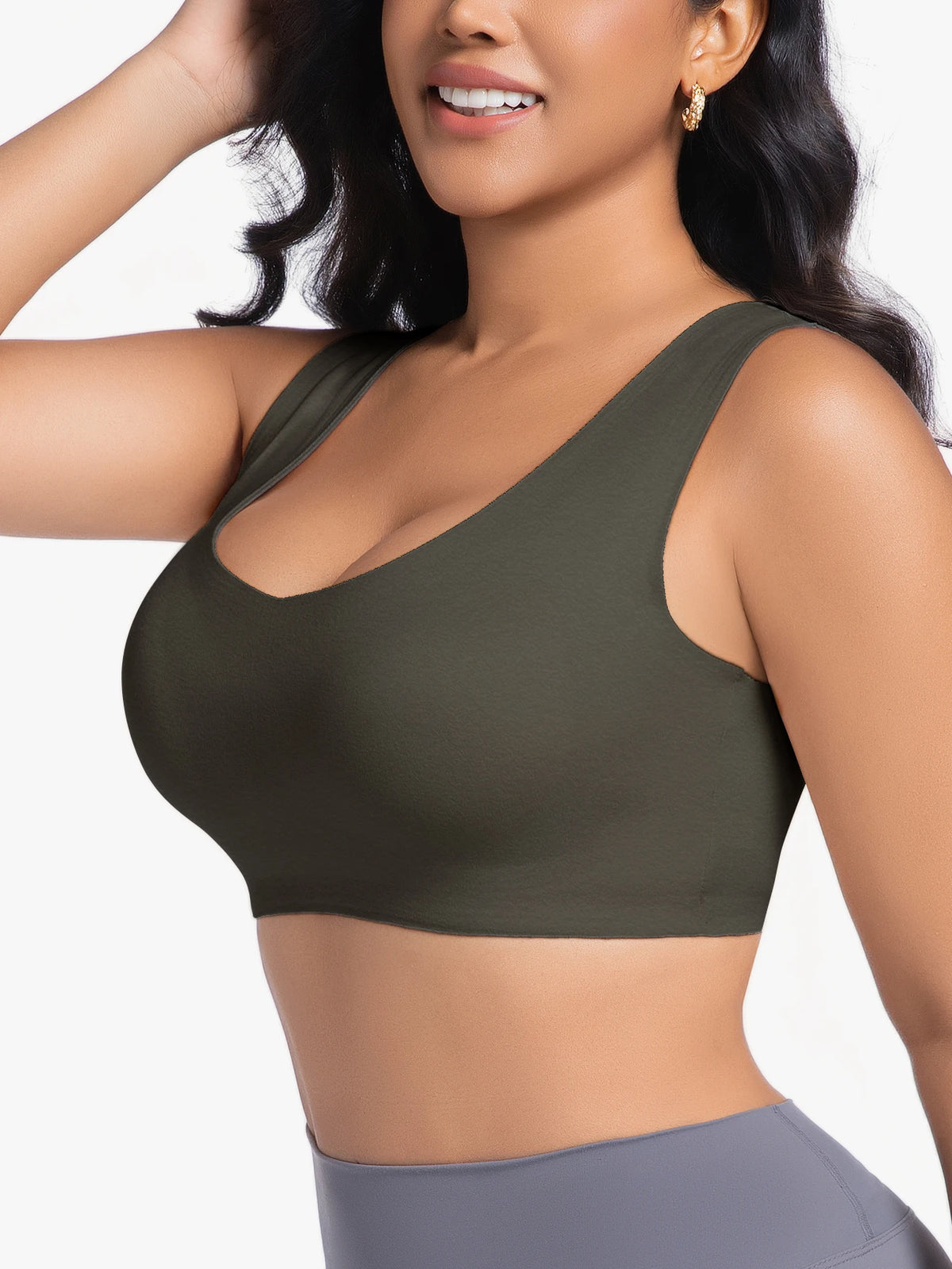 Women's 1 Pack Seamless Thermal Bra Tank Top Fleece-Lined Wireless Removable Pads Comfortable Daily Lingerie forFallWinterWarmth