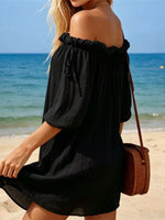 New White Long Sleeve Cut Out Crochet Knitted Tunic Beach Cover Up Beach Wear Beachwear Female Women Cover-ups Beach Dress K8075