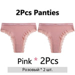 FINETOO 2Pcs/Set Women Cotton Brazilian Panties Plus Size M-2XL Lingerie Sexy Lace Underwear Low Rise Girls Intimates Underpants