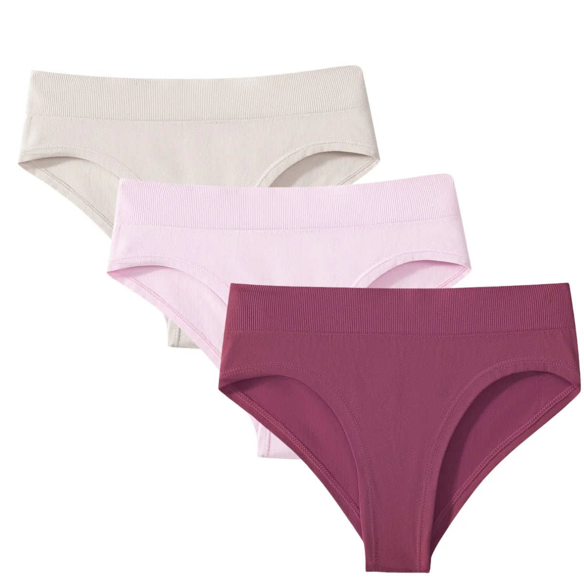 3Pcs/Set High Rise Briefs Women Classic Panties Female Underpants Solid Color Panty Plus Size Underwear Sexy Lingerie S-3XL