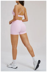 Women 2 Piece Gym Workout Set Female Bra Yoga Shorts Vest Fitness Wear Quick-DrySports Bra Suits Sportswear Tracksuit Outfits