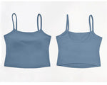 NCLAGEN SoftMotion Strappy Mid Vest with Built in Bra Shelf Women Gym Tank Top Naked-feel Workout Fitness Pilates Yoga Camisole