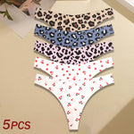 5Pcs Women G-string Seamless Sweet Fruit Thongs Low-waist Panties Ladies Soft Cute Thongs Female S-XL T-Back Panties Underwear