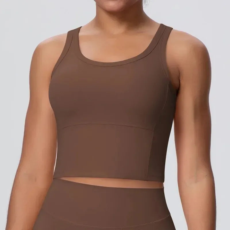 Women's Yoga Vest Shockproof Fixed Cup Beauty Back Yoga Top Outdoor Sports Running Fitness Vest
